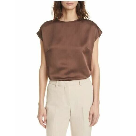Seventy Venezia Women's Seventy Cady Satin Top in Chocolate Size 2US MSRP $199 - Picture 1 of 6
